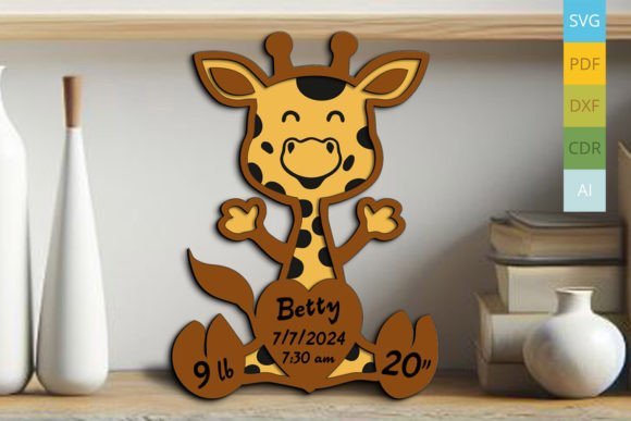 Letrero De Anuncio De Nacimiento De Bebe Jirafa Creativo Digital